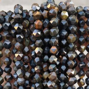 Natural Star Cut Faceted Blue Tigereye Nugget Beads,6mm 8mm 10mm 12mm Faceted Beads Wholesale Supply,one Strand 15" Natural Star Cut Faceted Blue Tigereye Nugget Beads,6mm 8mm 10mm 12mm Faceted Beads Wholesale Supply,one Strand 15"