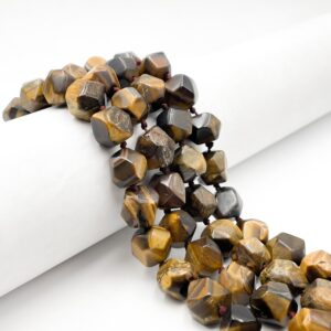 Natural Yellow Tiger Eye Smooth Faceted Nugget Chunks Approx. 10-15mm 64" Strand Natural Yellow Tiger Eye Smooth Faceted Nugget Chunks Approx. 10-15mm 64" Strand