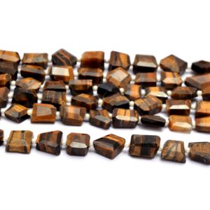 Natural Yellow Tiger Eye Gemstone 6mm-8mm Faceted Tumbled Beads | Tiger Eye Semi Precious Gemstone Step Cut Nugget Beads | 14inch Strand Natural Yellow Tiger Eye Gemstone 6mm-8mm Faceted Tumbled Beads | Tiger Eye Semi Precious Gemstone Step Cut Nugget Beads | 14inch Strand