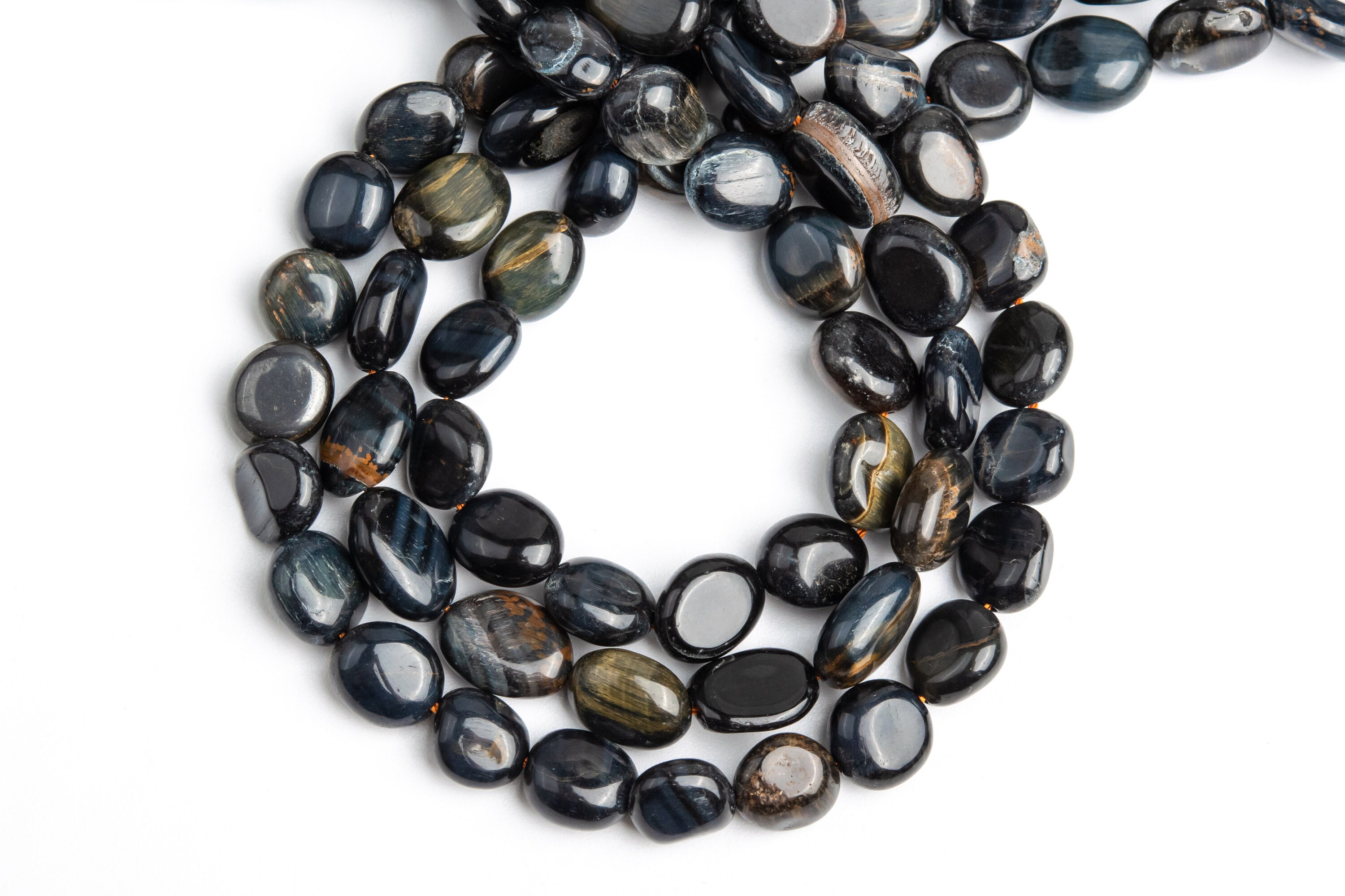 Natural Yellow Blue Tiger Eye Gemstone Grade Aa Pebble Nugget 8-10mm Loose Beads