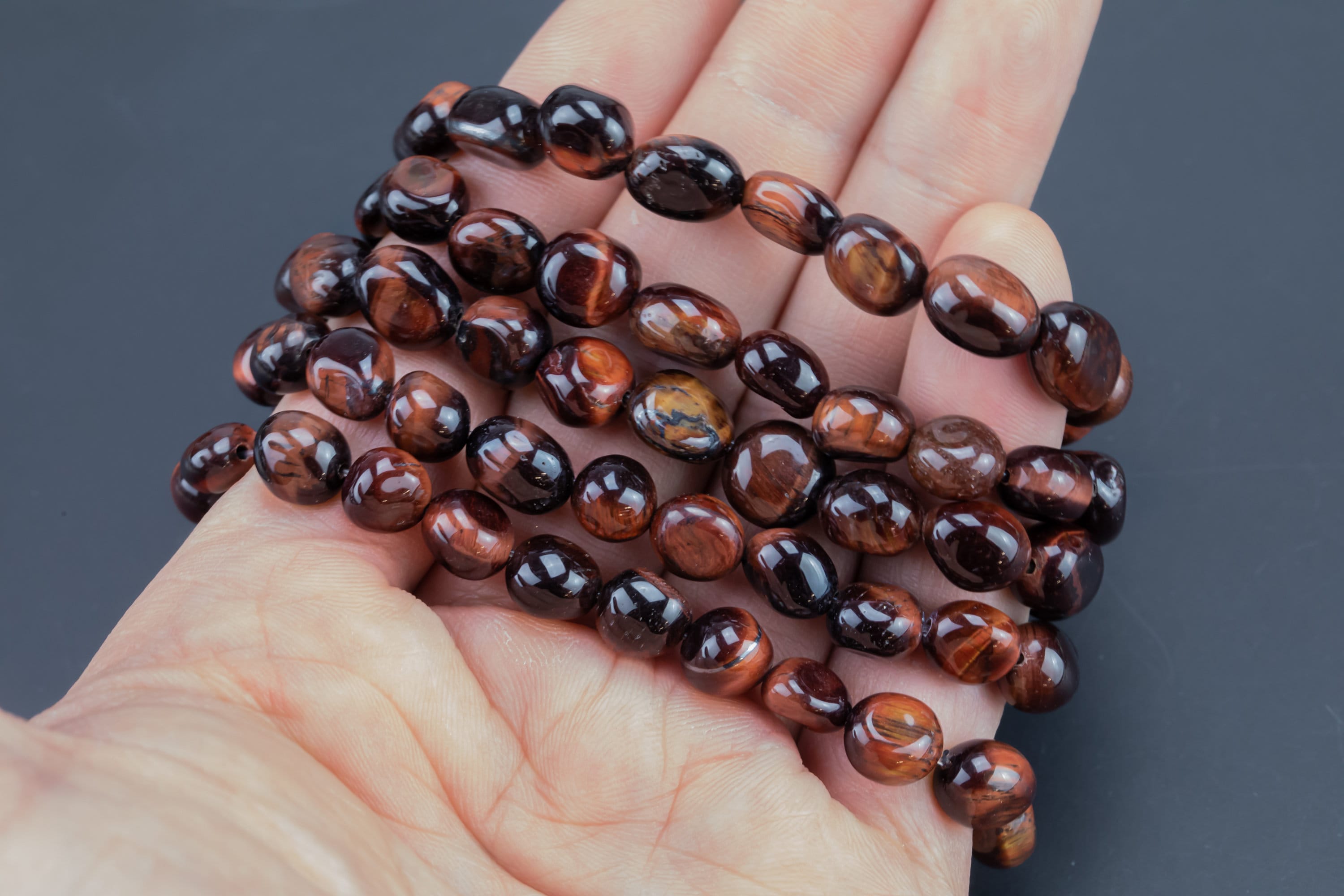 Red Tiger Eye Tiger's Eye Gemstone Bracelet Bracelet Stretchy String Oval Bracelet Natural Gemstone Bracelets - Gemstone Nugget Bracelets Red Tiger Eye Tiger's Eye Gemstone Bracelet Bracelet Stretchy String Oval Bracelet Natural Gemstone Bracelets - Gemstone Nugget Bracelets