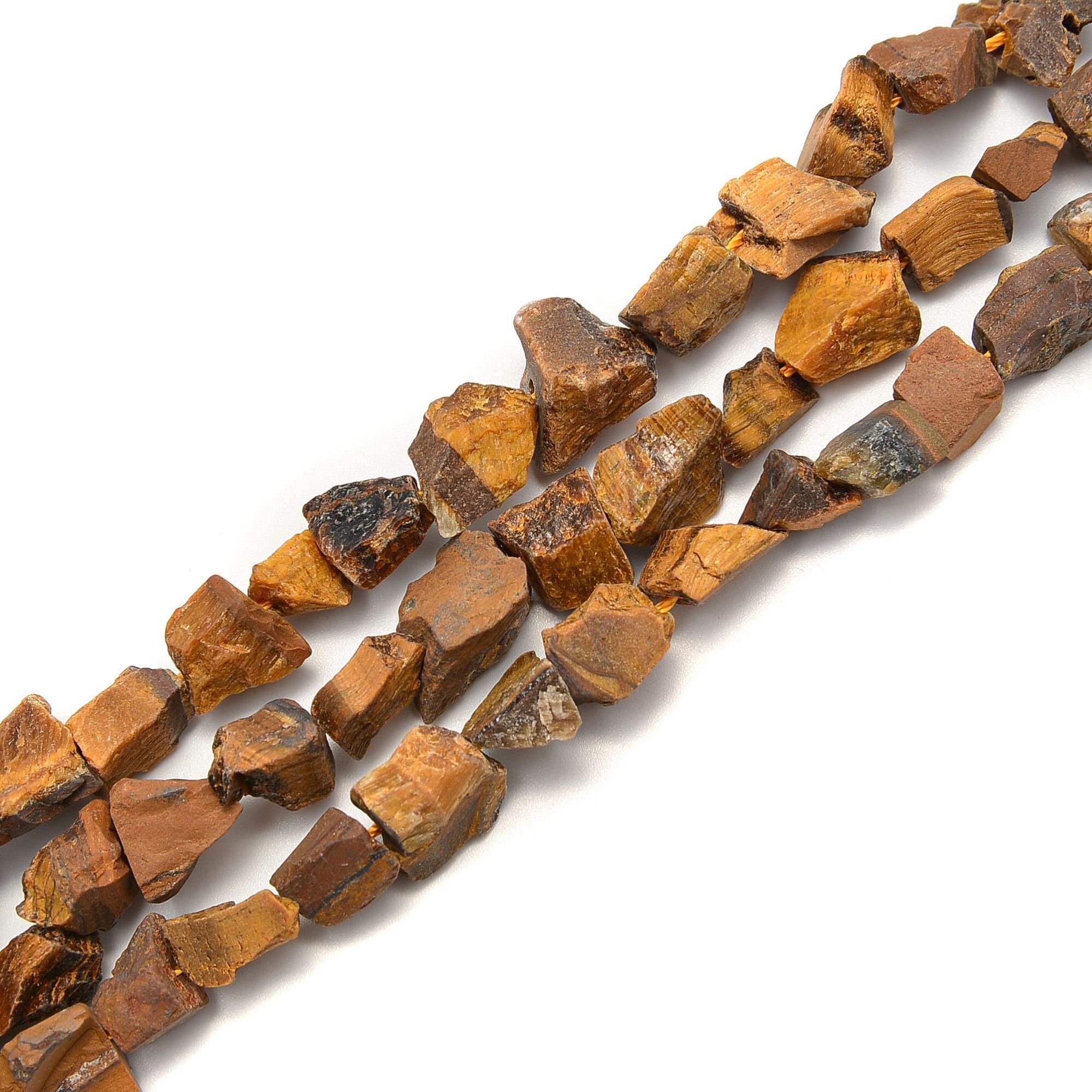 Yellow Tiger Eye Rough Nugget Chunks Side Drill Beads 8x12mm 15.5" Strand
