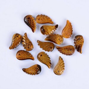 18mm Carved Golden Tiger's Eye Angel Wing Earrings Loose Bead (both Sides Carved) 18mm Carved Golden Tiger's Eye Angel Wing Earrings Loose Bead (both Sides Carved)