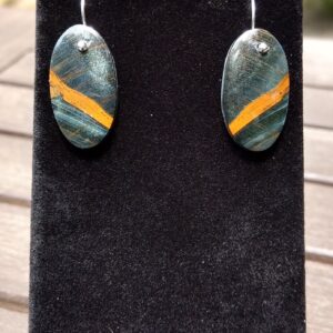 Blue Tiger Eye and Sterling Silver Earrings Handmade by Chris Hay Blue Tiger Eye and Sterling Silver Earrings Handmade by Chris Hay