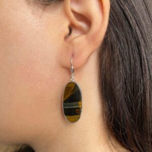Blue Tiger Eye Leverback Earring / 925 Sterling Silver / Healing Gemstone / Gift for her / Oval Cab / Tiger Eye Statement Earring BTE-E-25. Blue Tiger Eye Leverback Earring / 925 Sterling Silver / Healing Gemstone / Gift for her / Oval Cab / Tiger Eye Statement Earring BTE-E-25.