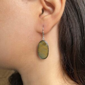 Blue Tiger Eye Leverback Earring / 925 Sterling Silver / Healing Gemstone / Gift for her / Oval Cab / Tiger Eye Statement Earring BTE-E-21. Blue Tiger Eye Leverback Earring / 925 Sterling Silver / Healing Gemstone / Gift for her / Oval Cab / Tiger Eye Statement Earring BTE-E-21.