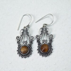 Tiger Eye dangle earrings | Tiger eye silver earrings | Handmade gemstone earrings | Boho drop earrings | Vintage style jewelry Tiger Eye dangle earrings | Tiger eye silver earrings | Handmade gemstone earrings | Boho drop earrings | Vintage style jewelry