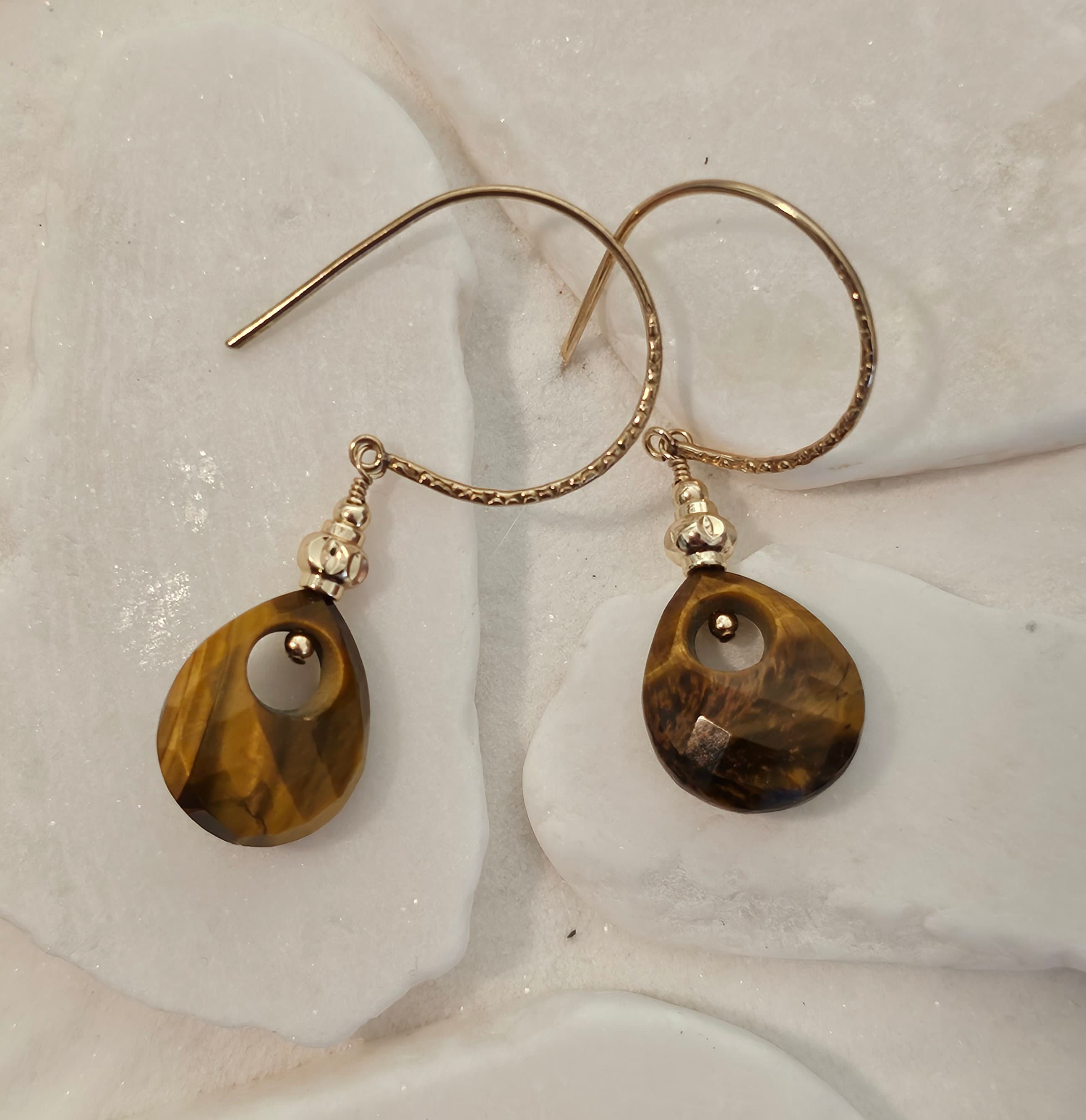 Gold Filled And Tiger Eye Earrings
