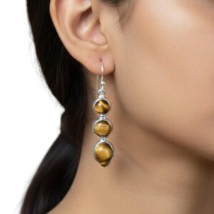 Handmade Tiger Eye Sterling Silver Hook Earrings: Elegant Gemstone Jewelry Handmade Tiger Eye Sterling Silver Hook Earrings: Elegant Gemstone Jewelry