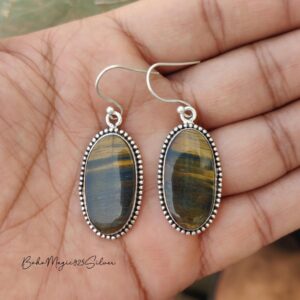 Handmade Sterling Silver Tiger's Eye Dangle Earrings Handmade Sterling Silver Tiger's Eye Dangle Earrings