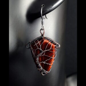 Handmade Tree Of Life Tiger Eye Earrings: Patinated Copper Wire Wrapped Handmade Tree Of Life Tiger Eye Earrings: Patinated Copper Wire Wrapped