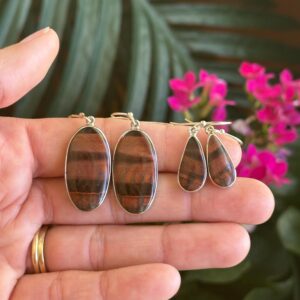 Red Tigers Eye Dangle Earrings, .925 Sterling Silver Red Tigers Eye Dangle Earrings, .925 Sterling Silver