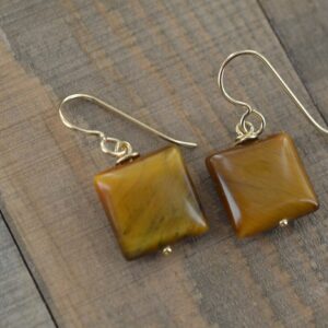 Square Tiger Eye Earrings in 14K Gold filled, Simple Geometric Jewelry, Brown Earrings, Birthday & Christmas Gifts, Gifts for Women Square Tiger Eye Earrings in 14K Gold filled, Simple Geometric Jewelry, Brown Earrings, Birthday & Christmas Gifts, Gifts for Women