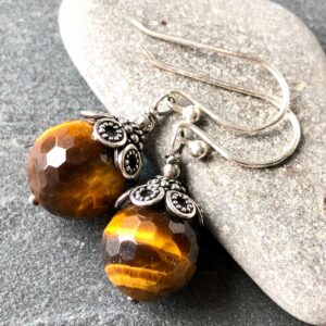 Tiger Eye Earrings Sterling Silver Brown Yellow Natural Stone Boho Chic Classic Statement Dangle Drops Birthday Holiday Gift For Her 7198 Tiger Eye Earrings Sterling Silver Brown Yellow Natural Stone Boho Chic Classic Statement Dangle Drops Birthday Holiday Gift For Her 7198