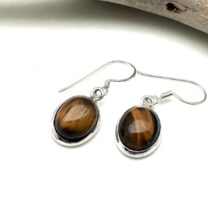 Tigers Eye 925 Sterling Silver Dangly Earrings Tigers Eye 925 Sterling Silver Dangly Earrings