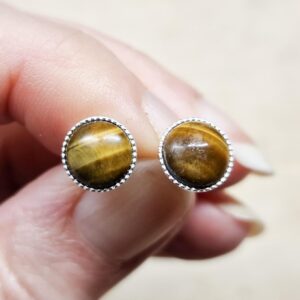 Tiger's Eye Stud Earrings. 925 Sterling Silver. Post Earrings. Reiki Jewelry Uk. Capricorn Jewelry. 8mm Stone Tiger's Eye Stud Earrings. 925 Sterling Silver. Post Earrings. Reiki Jewelry Uk. Capricorn Jewelry. 8mm Stone