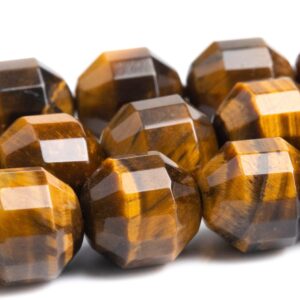 10x9mm Yellow Tiger Eye Beads Faceted Bicone Barrel Drum Grade Aa Genuine Natural Gemstone Loose Beads 15" / 7.5" Bulk Lot Options (115622)