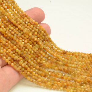 3MM Golden Tiger Eye Gemstone Micro Faceted Round 15.5 Inch Full Strand Bulk Lot 1,2,6,12 and 50 (80007270-A251)