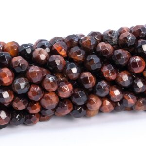 4mm Mahogany Red Tiger Eye Beads Grade A Genuine Natural Gemstone Faceted Round Loose Beads 15" / 7.5" Bulk Lot Options (112882)