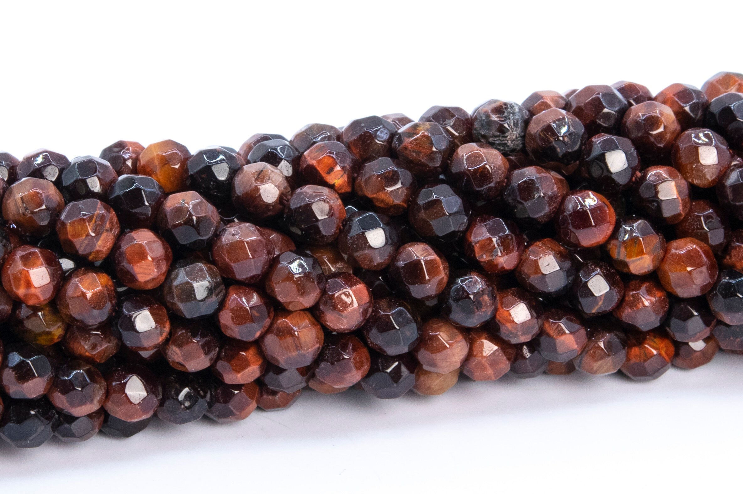 4mm Mahogany Red Tiger Eye Beads Grade A Genuine Natural Gemstone Faceted Round Loose Beads 15" / 7.5" Bulk Lot Options (112882)