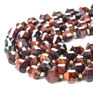 6MM Red Tiger Eye Gemstone Faceted Prism Double Point Cut Loose Beads BULK LOT 1,2,6,12 and 50 (D37)