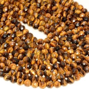 6mm Yellow Tiger Eye Gemstone Grade AA Faceted Round Loose Beads 15.5 inch Full Strand LOT 1,2,6,12 and 50 (80005646-472)