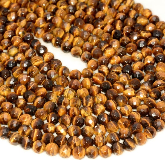 6mm Yellow Tiger Eye Gemstone Grade Aa Faceted Round Loose Beads 15.5 Inch Full Strand Lot 1,2,6,12 And 50 (80005646-472)