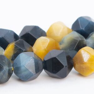 7-8mm Golden Blue Tiger Eye Beads Grade Aa Gemstone Star Cut Faceted Loose Beads 15" / 7.5" Bulk Lot Options