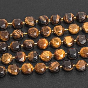 8mm Brown Tiger Eye Beads Grade Aa Genuine Natural Gemstone Faceted Coin Loose Beads 15"/7.5" Bulk Lot Options