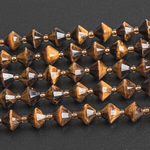 8mm Gold Tiger Eye Beads Grade Aa Genuine Natural Gemstone Bicone Faceted Loose Beads 15"/7.5" Bulk Lot Options