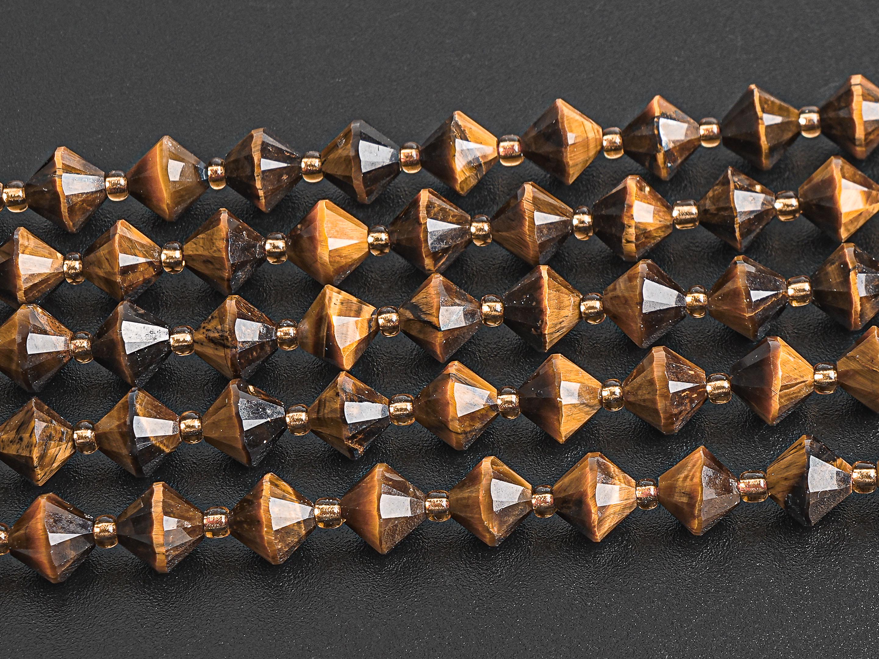8mm Gold Tiger Eye Beads Grade Aa Genuine Natural Gemstone Bicone Faceted Loose Beads 15"/7.5" Bulk Lot Options