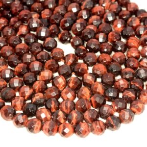 8mm Red Tiger Eye Gemstone Grade AA Faceted Round Loose Beads 15.5 inch Full Strand LOT 1,2,6,12 and 50 (80005645-472)