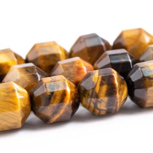 8x7mm Yellow Tiger Eye Beads Faceted Bicone Barrel Drum Grade Aa Genuine Natural Gemstone Loose Beads 15" / 7.5" Bulk Lot Options (117581)