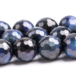 9mm Black Blue Tiger Eye Beads Grade Aa Gemstone Micro Faceted Round Loose Beads 15" / 7.5" Bulk Lot Options (119135)