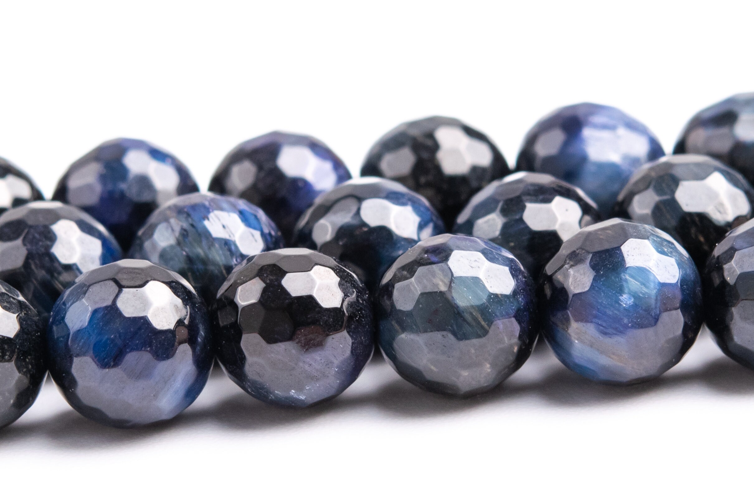 9mm Black Blue Tiger Eye Beads Grade Aa Gemstone Micro Faceted Round Loose Beads 15" / 7.5" Bulk Lot Options (119135)