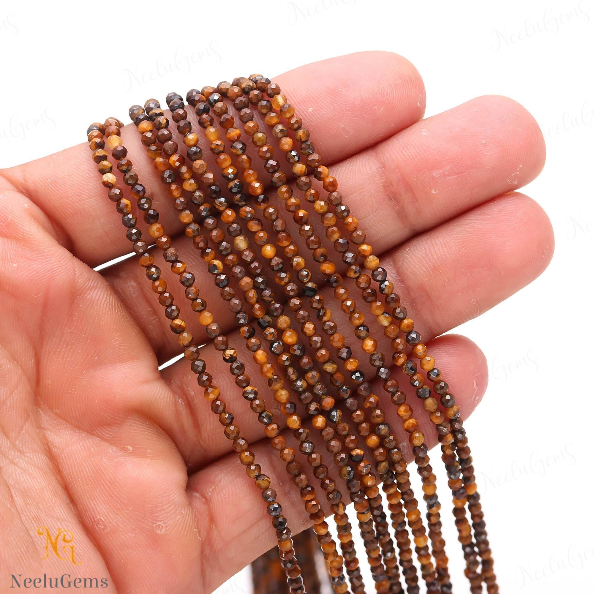 Aaa+ Natural Tiger's Eye Microcut Faceted Beads, 2.4-2.5 Mm Yellow Tiger's Eye Tiny Rondelle Beads, 13"gemstone Beads For Handmade Jewelry