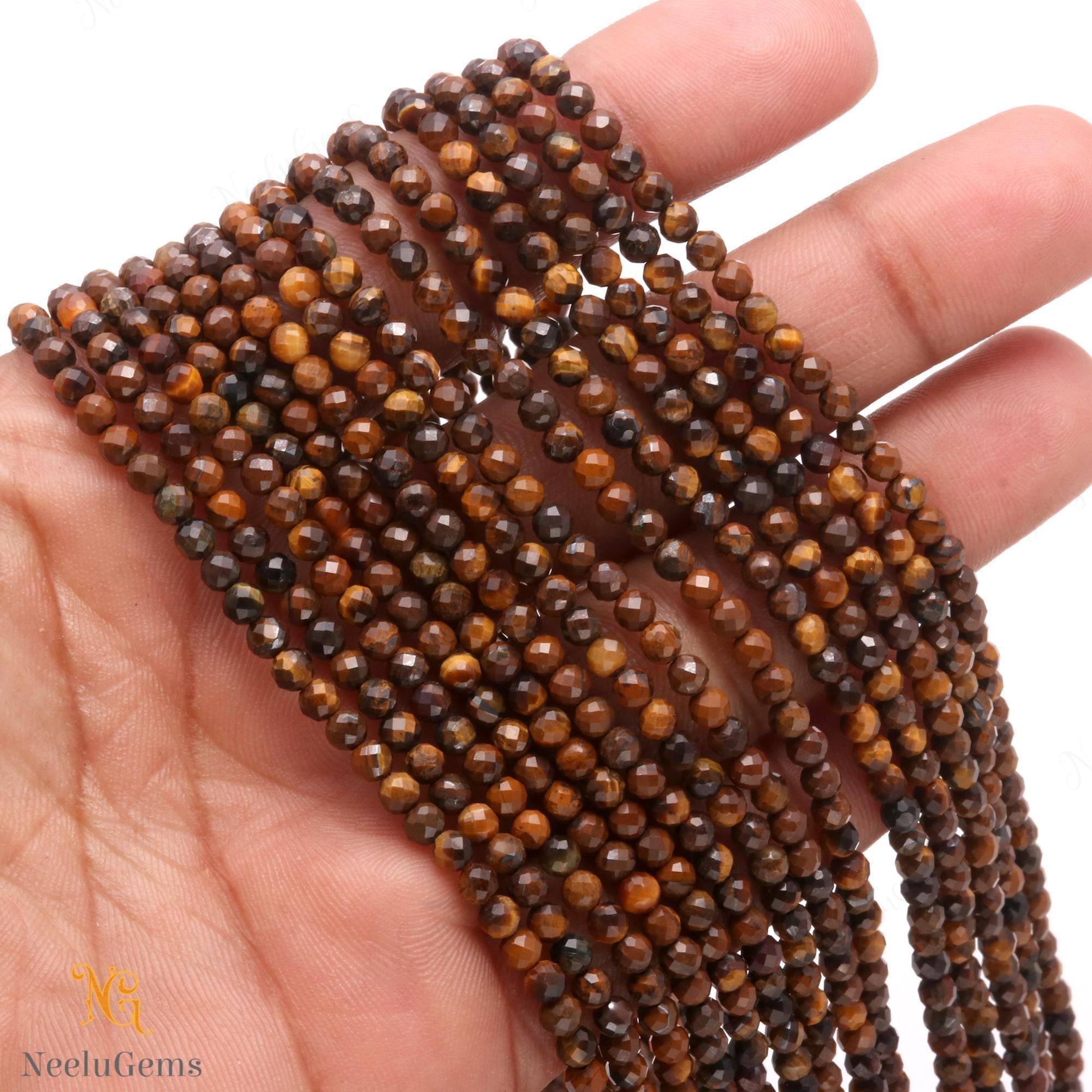 Aaa+ Yellow Tiger's Eye Beads, 3mm Microcut Faceted Tiny Rondelle Beads, 13" Natural Tiger's Eye Gemstone For Handmade Jewelry Making Beads