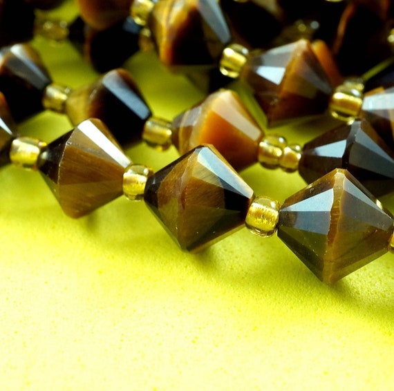 Tiger Eye Beads (bicone)(faceted)(8mm)(16"strand)