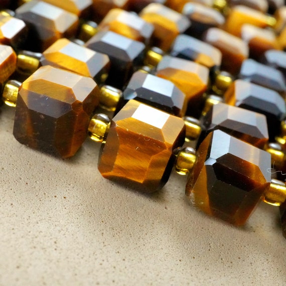 Tiger Eye Beads (cube)(faceted)(8mm)(15"strand) Tiger Eye Beads (cube)(faceted)(8mm)(15"strand)