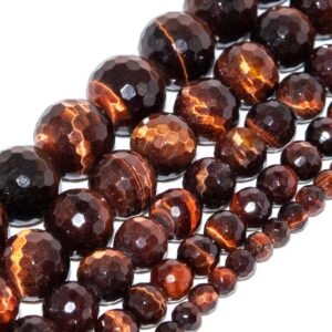 Hawk Eye Mahogany Red Tiger Eye Beads Genuine Natural Grade Aaa Gemstone Micro Faceted Round Loose Beads 6mm 8mm 10mm 12mm Bulk Lot Options