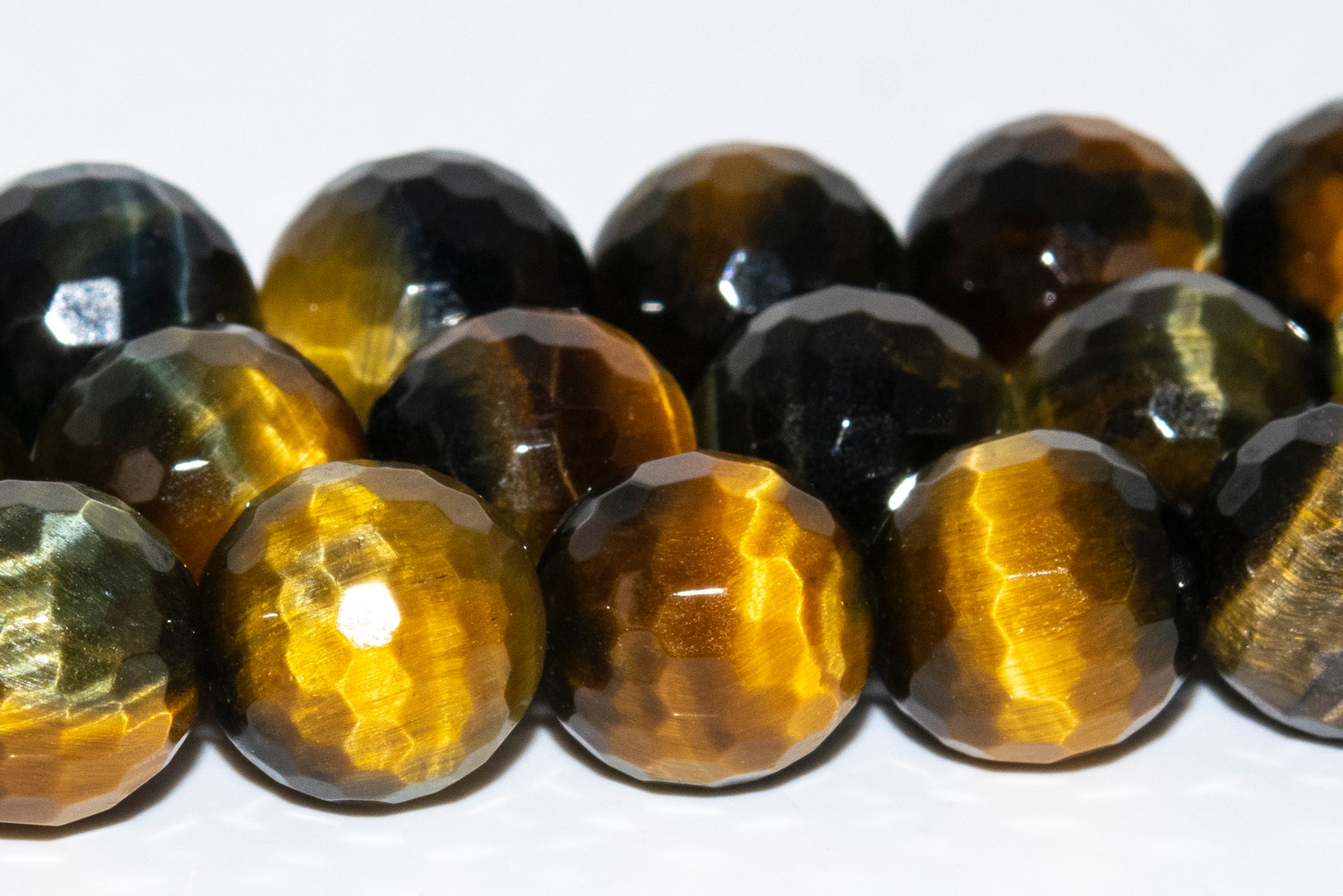 Hawk Eye Yellow Blue Tiger Eye Beads Genuine Natural Grade Aaa Gemstone Micro Faceted Round Loose Beads 6mm 8mm 10mm 12mm Bulk Lot Options