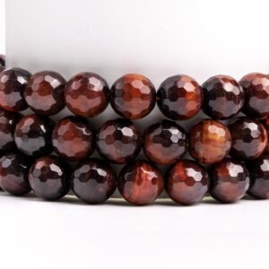 Natural Mahogany Red Tiger Eye Gemstone Grade A Micro Faceted Round 6mm 8mm 10mm 12mm Loose Beads