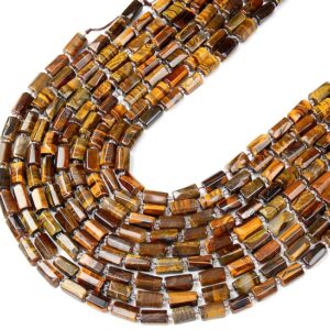 Natural Yellow Tiger Eye Gemstone 12X8MM Faceted Cylinder Round Tube Loose BeadsBULK LOT 1,2,6,12 and 50 (D464)