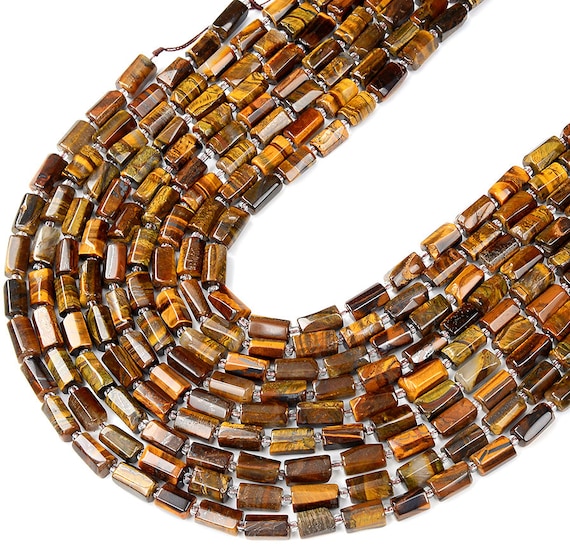 Natural Yellow Tiger Eye Gemstone 12x8mm Faceted Cylinder Round Tube Loose Beadsbulk Lot 1,2,6,12 And 50 (d464)