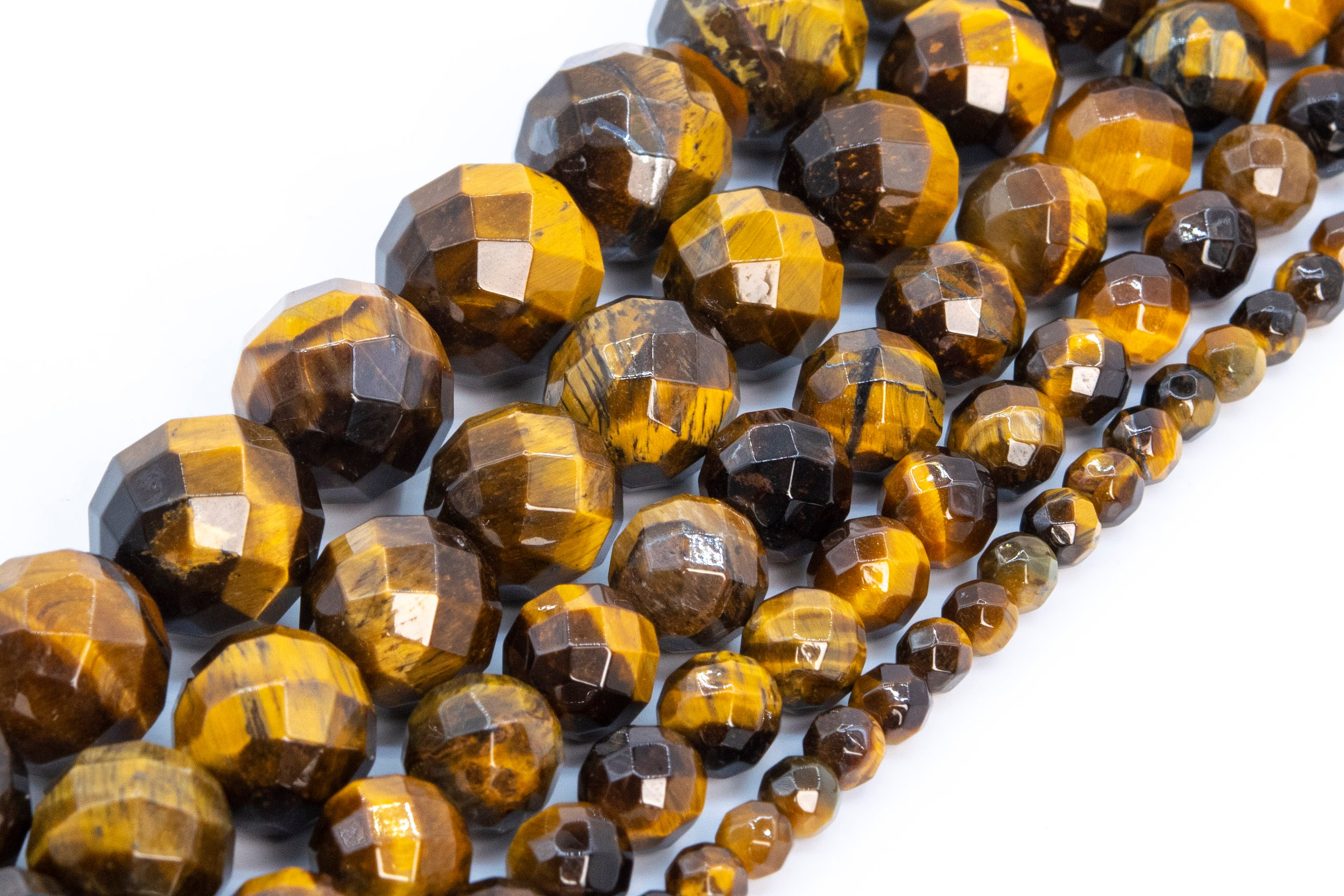 Yellow Tiger Eye Beads Genuine Natural Grade A Gemstone Faceted Round Loose Beads 4mm 6mm 8mm 10mm 12mm Bulk Lot Options