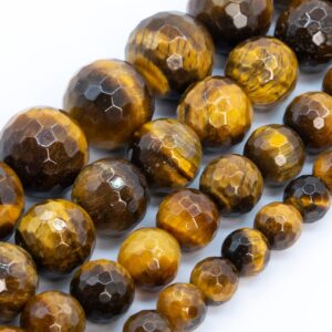 Yellow Tiger Eye Beads Genuine Natural Grade A Gemstone Micro Faceted Round Loose Beads 6mm 8mm 10mm 12mm Bulk Lot Options