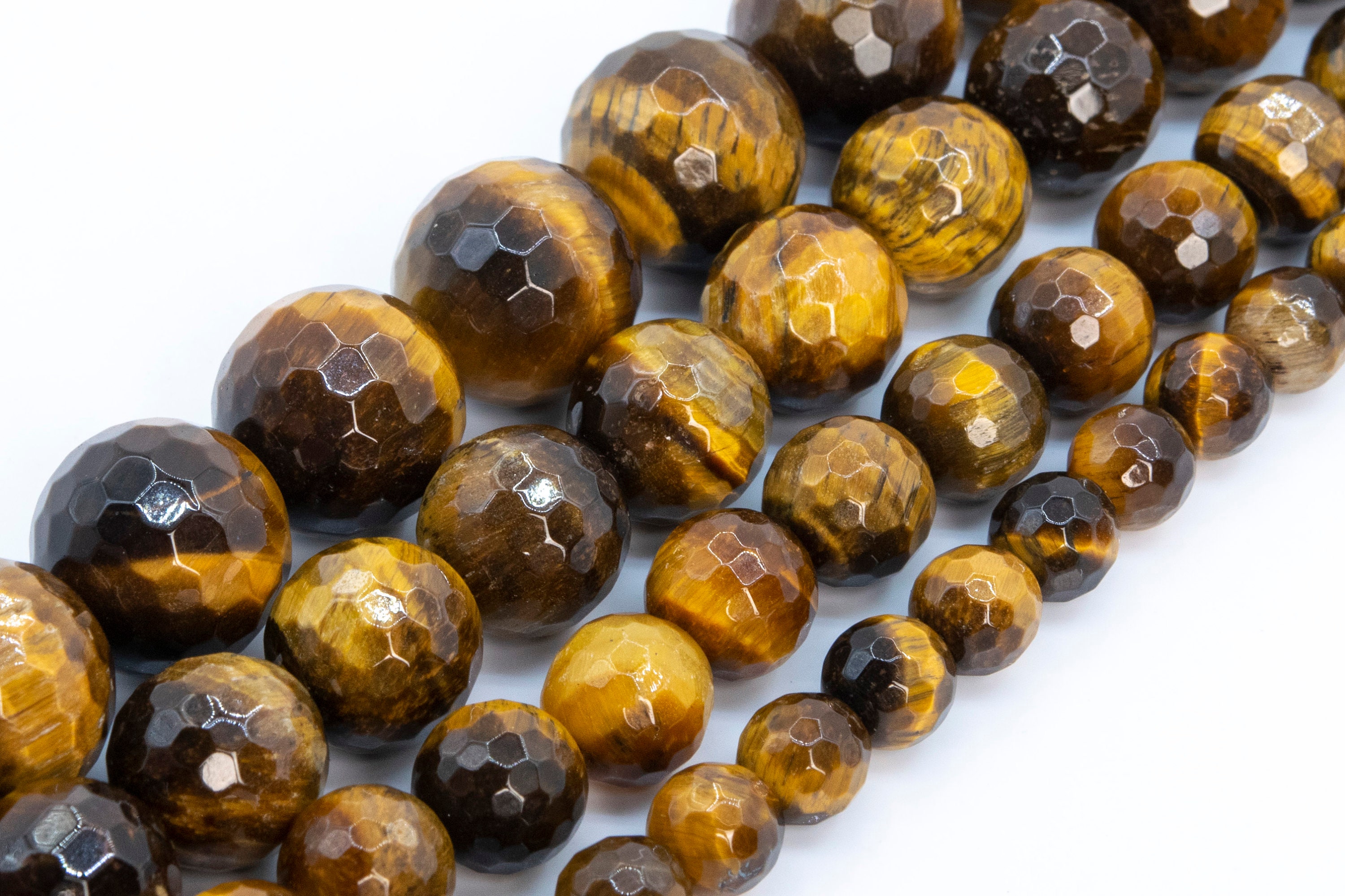Yellow Tiger Eye Beads Genuine Natural Grade A Gemstone Micro Faceted Round Loose Beads 6mm 8mm 10mm 12mm Bulk Lot Options