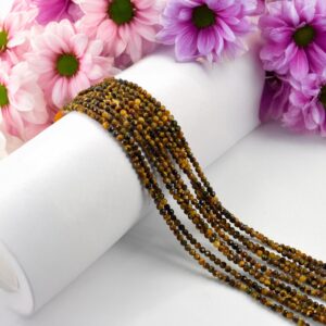 4mm Faceted Tiger Eye Beads Aaa+ Rondelle Beads Natural Gemstone Beads For Jewelry Making Necklace Beads Small Stone Beads