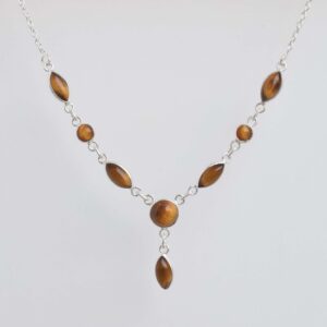 Tiger Eye 925 Sterling Silver Necklace: Handmade Gemstone Chain Tiger Eye 925 Sterling Silver Necklace: Handmade Gemstone Chain