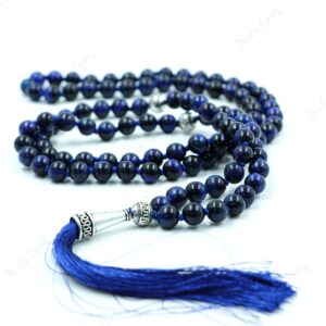 Blue Tiger's Eye Mala Necklace 108 Beads Hand Knotted, Hawk's Eye Tassel Necklace, Calming Protection Crystal, Yoga Meditation Prayer Beads Blue Tiger's Eye Mala Necklace 108 Beads Hand Knotted, Hawk's Eye Tassel Necklace, Calming Protection Crystal, Yoga Meditation Prayer Beads